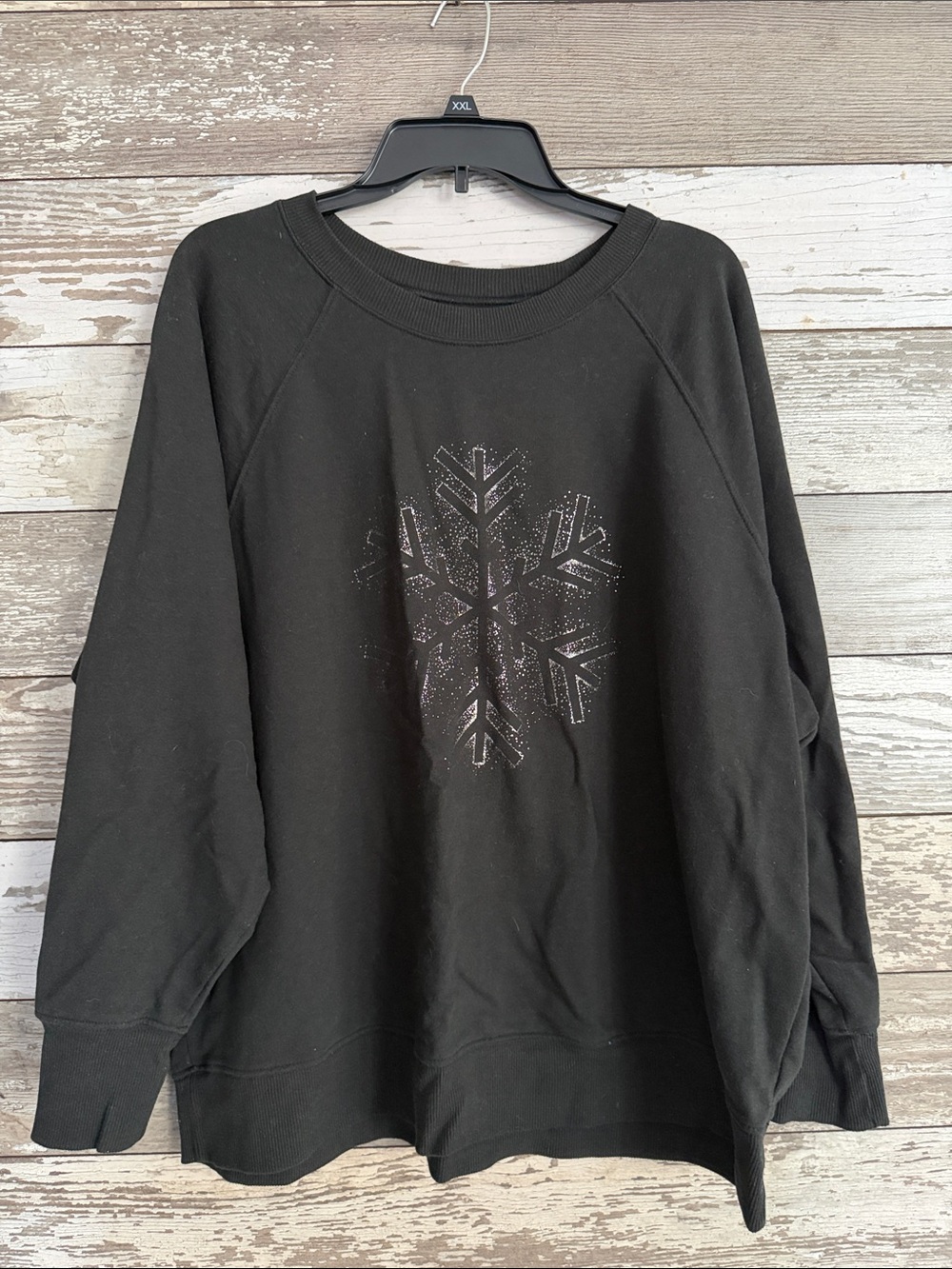 Maurice’s black Women's Snowflake Sweatshirt silver accents